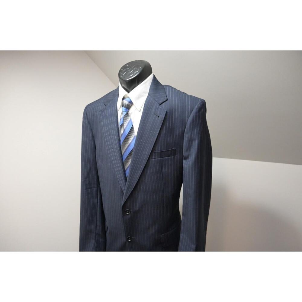 Jos A‎ Bank 100% Wool Striped 2 Piece Suit Pants Jacket Mens Sz 32 x 33 42 L